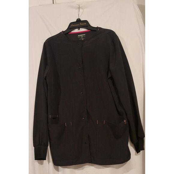 Scrubstar Scrub Jacket Womens Large Black Warm Up Pockets‎ / Size  XS - Picture 4 of 6
